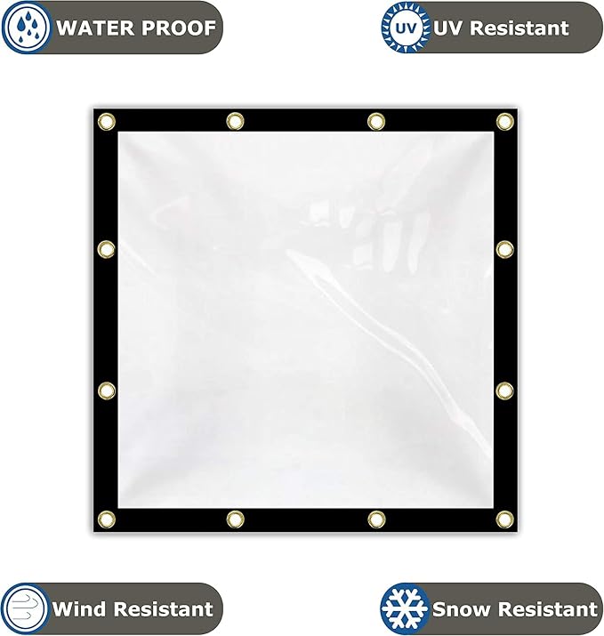 Covers & All Custom Clear Tarps Heavy Duty Waterproof Material, 18 oz Clear PVC - Image 3