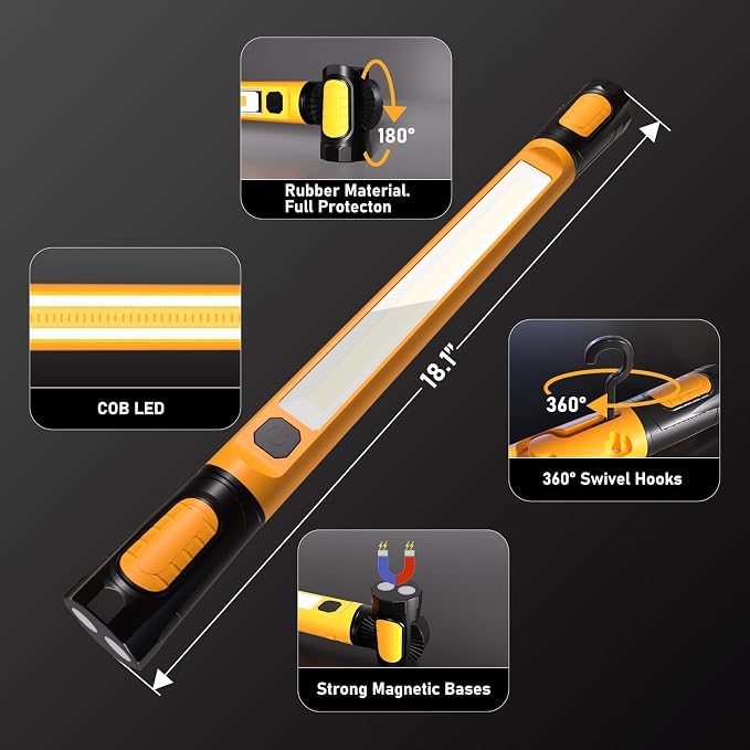 Work Light for Mechanic, 3200LM LED Work Lights, 5400mAh Rechargeable Magnetic - Image 7