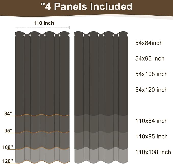 HolidayIdeas Outdoor Curtains for Patio Waterproof 4 Panels 110x84 - Image 9