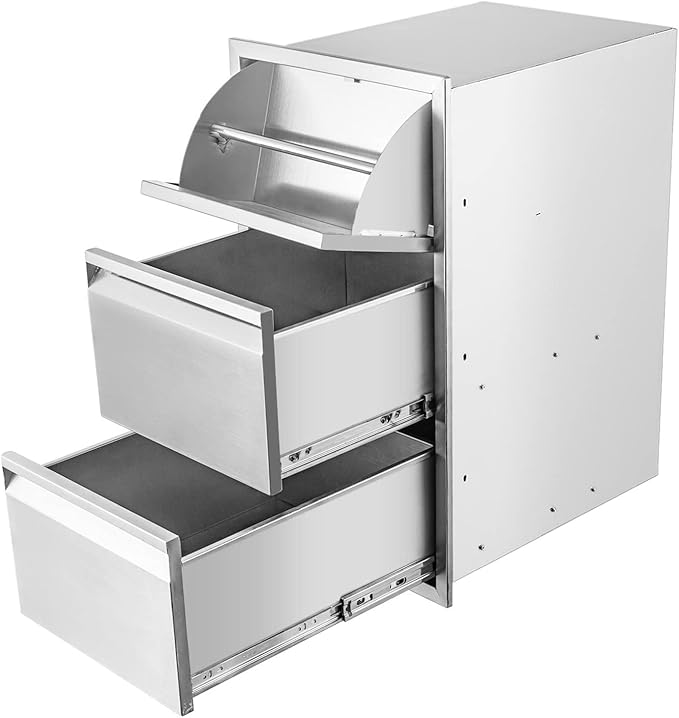 Outdoor Kitchen Double Drawer w/Paper Towel Holder Combo Works by ATATOD