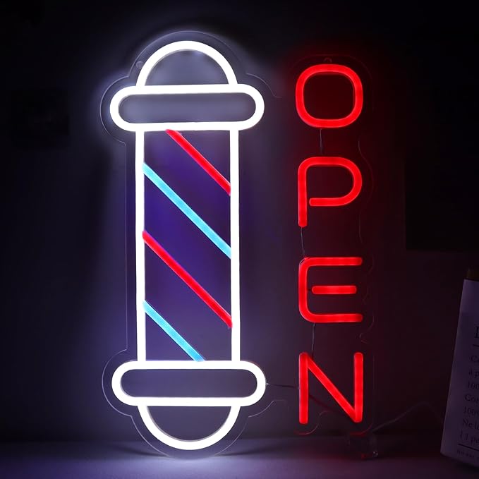 JFLLamp Barber Shop Neon Signs for Wall Decor Open Neon Lights for Bedroom Led by JFLLamp