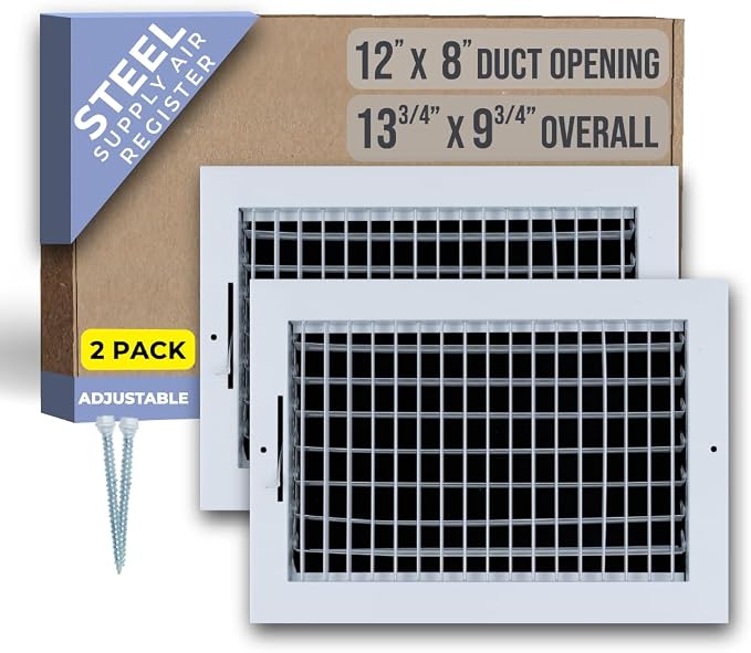 Fits 12x8 Duct Opening Steel Adjustable Air Supply Grille by Handua | Register by Handua