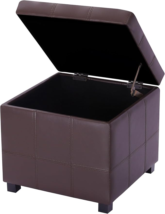 Homebeez Faux Leather Lift Top Storage Ottoman Bench - Image 7