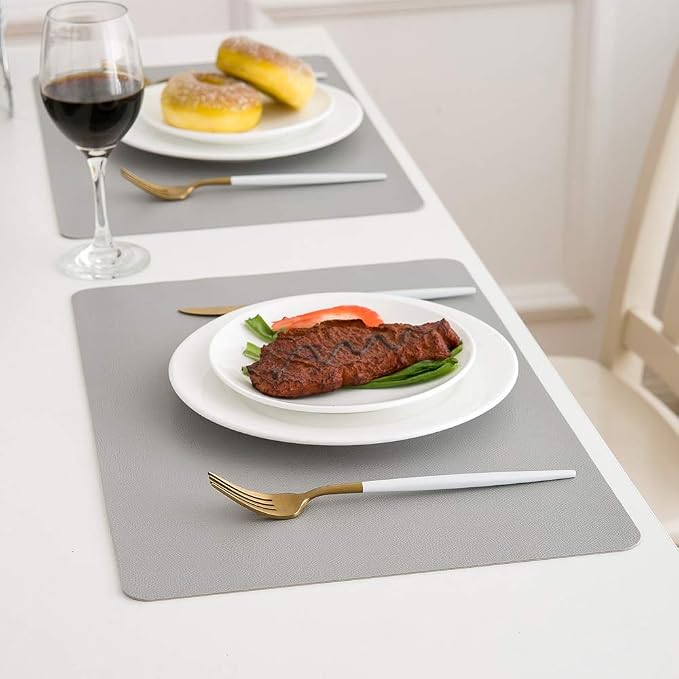 DOLOPL Faux Leather Placemats Set of 6, Wipeable Heat Resistant Table mats - Image 2