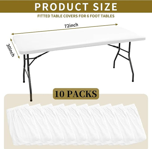 10 Pack Stretch Fabric Table Top Cap Cover, fits 6' Tables, Spandex Table - Image 2