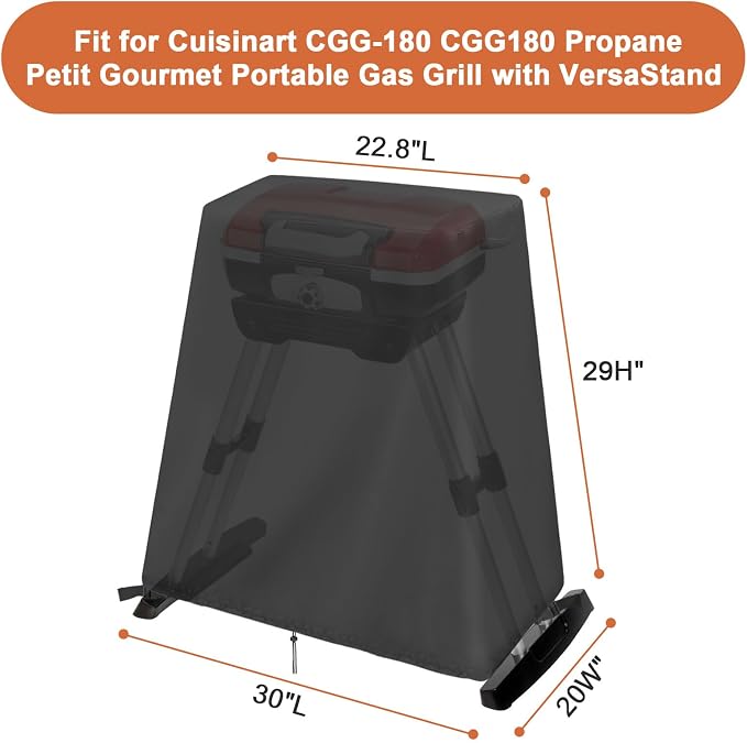 Grill Cover Compatible for Cuisinart CGG-180 Cuisinart Petite Gourmet Portable - Image 2