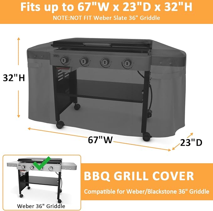 Grill Cover for Weber/Blackstone 36 Inch Griddle, Replacement for Weber 3400030 - Image 2