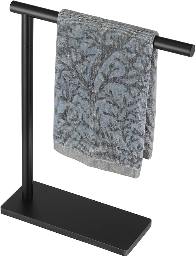 JQK Hand Towel Holder Stand Black, Modern Tree Rack Free Standing by Homeimprovement