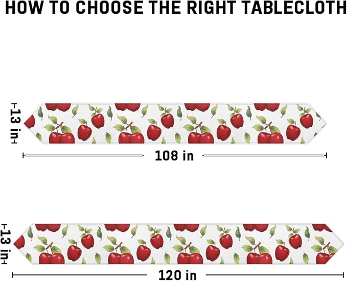 Apples Leaves Table Runners 120 Inches Long Table Runner Washable Kitchen - Image 9