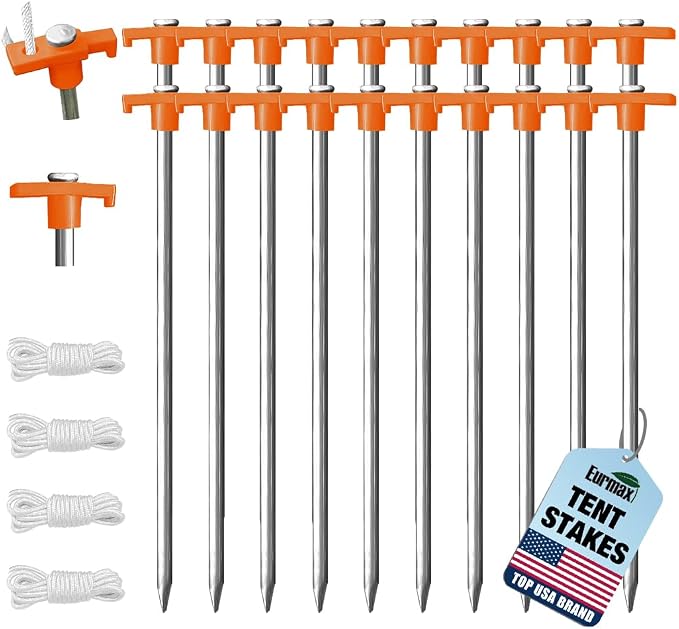 Eurmax USA Galvanized Non-Rust Camping Family Tent Pop Up Tent Stakes Ice Tools by Eurmax