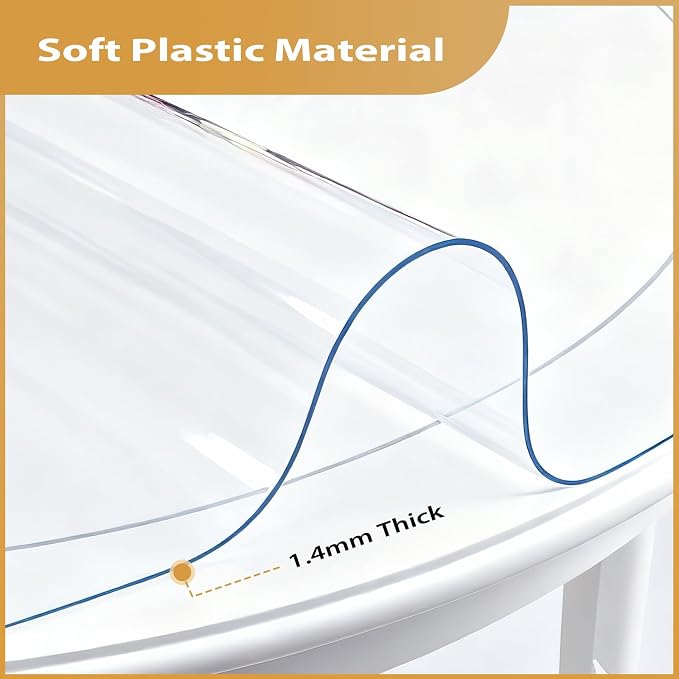Round Clear Table Cover Protector 36 Inch - 2mm Thick Waterproof PVC Furniture - Image 2