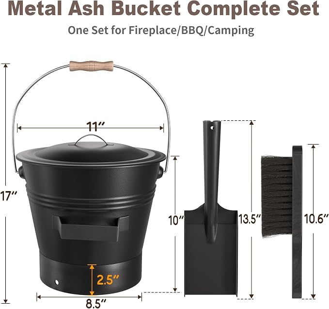 AMAGABELI GARDEN & HOME XL 3-Gallon Metal Ash Bucket - Image 2