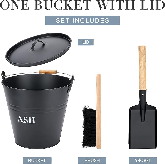 Ash Bucket with Lid, and Broom - Image 8
