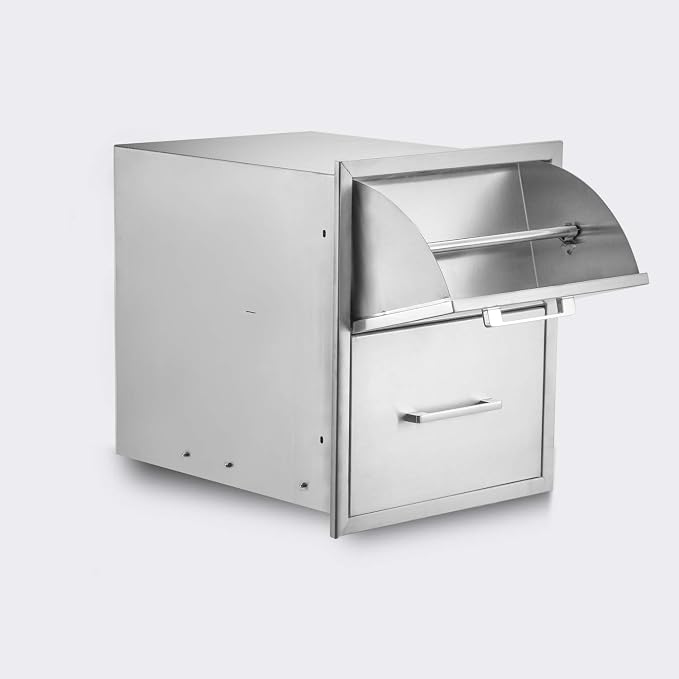 Stainless Steel Paper Towel Holder Double Drawer 17W21H21D Works - Image 4