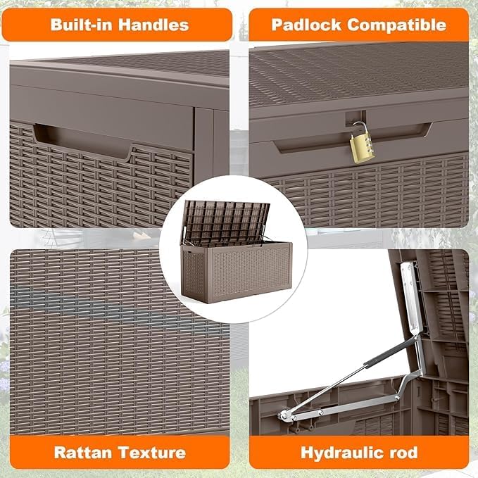 120 Gallon Deck Box, Resin Outdoor Storage Box - Image 3