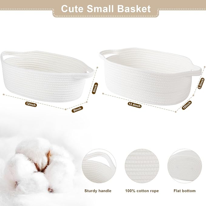OIAHOMY Gift Basket Empty with Handle, 13.4"x 10"x 5.5" Small Woven Basket with - Image 3
