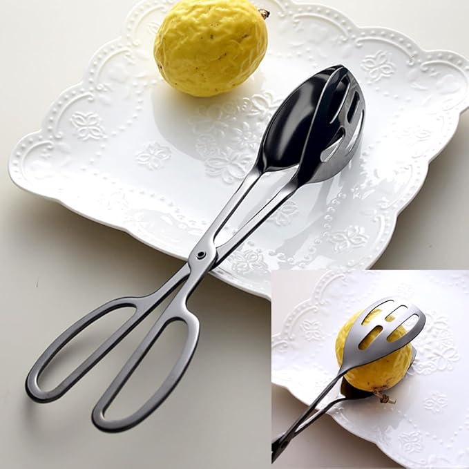 Tongs 2-Pack Black Stainless Steel Buffet Serving Tongs