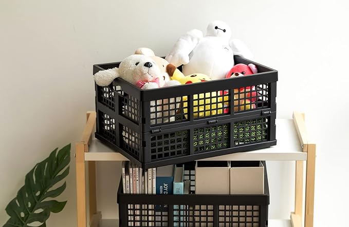 34L Large Plastic Folding Storage Crates, Collapsible Crates - Image 8