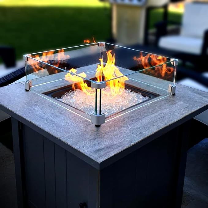 Holy Fire 17.5" L x 17.5" x 6" Square Fire Pit Glass Wind Guard Clear Tempered - Image 6