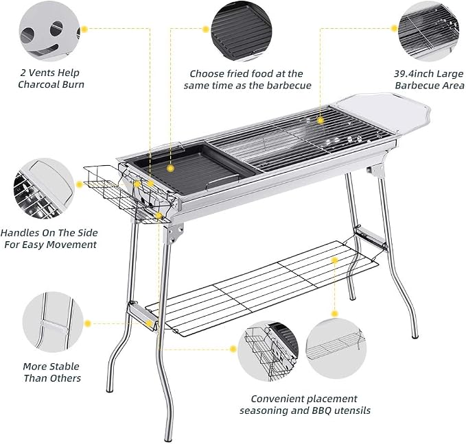 Portable Charcoal Grill, Outdoor BBQ Grill - Image 2