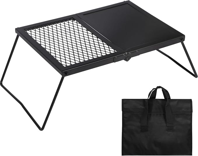 Folding Campfire Grill Grate, Portable Heavy Duty Steel Mesh Over Fire Camp by Lineslife