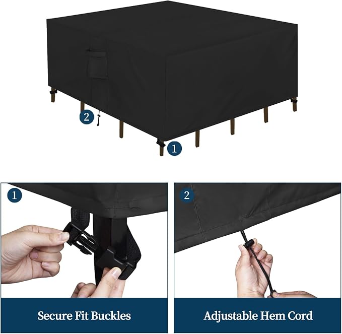 Easy-Going Patio Furniture Set Cover Waterproof Outdoor Square Table Cover - Image 5