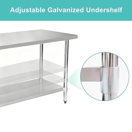 Stainless Steel Work Table 18 x 36 Inch, NSF Commercial Prep Table - Image 5