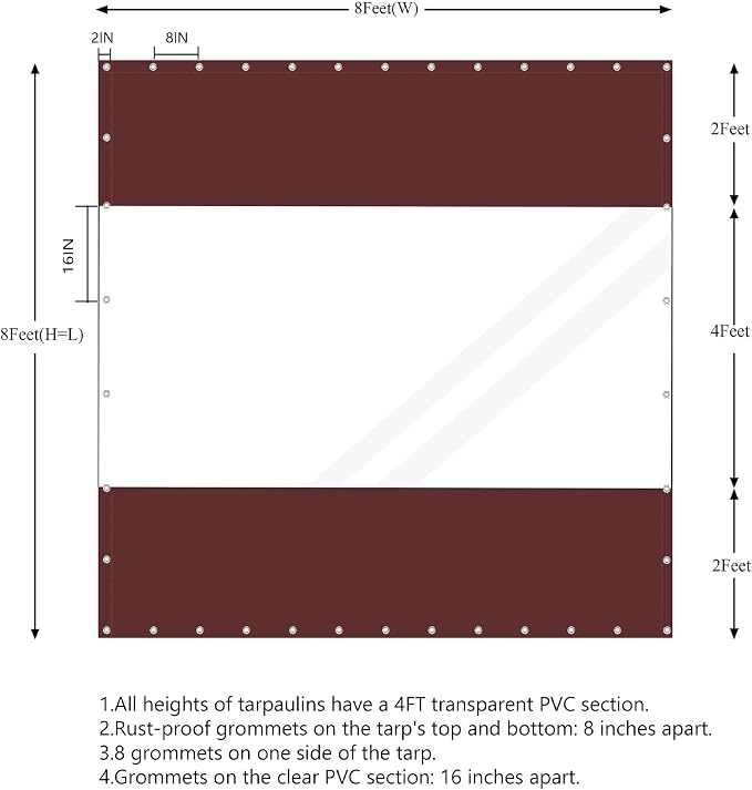 20 Oz Outdoor Vinyl Curtain, Outdoor Clear Panel Curtain, Weather Resistant - Image 3