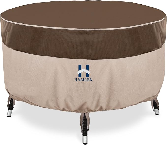 HAMLER Round Outdoor Table Cover, Heavy Duty Outdoor Table Chair Set Covers by HAMLER