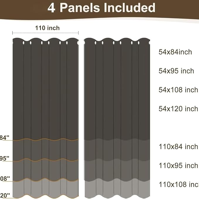HolidayIdeas Outdoor Curtains for Patio Waterproof 4 Panels 110x95 - Image 9