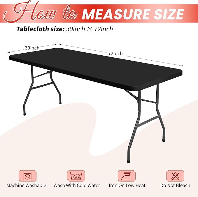 10 Pack Stretch Fabric Table Top Cap Cover, fits 6Ft Tables, Spandex Table - Image 2