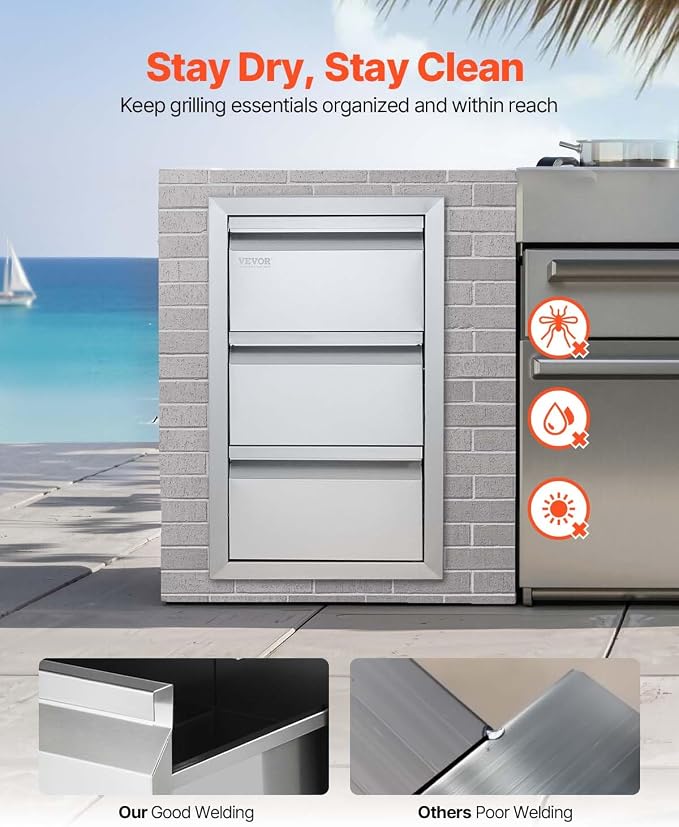 VEVOR Outdoor Kitchen Drawers 14.7" W x 25.4" H x 18.7" D, Box Frame Style - Image 5