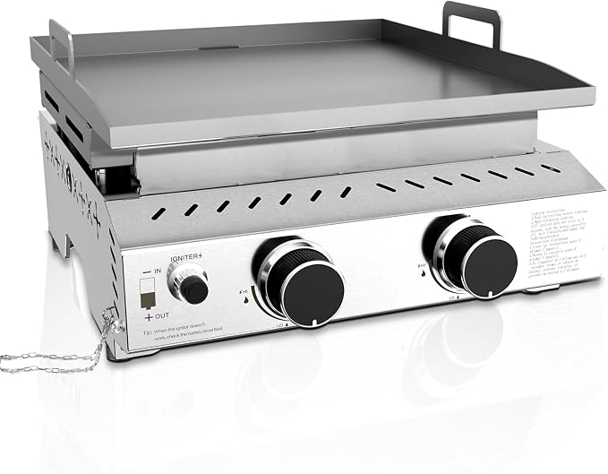 R.W.FLAME 2 Burner Tabletop Propane Griddle, 000 BTU Flat Top Grill by RWFLAME