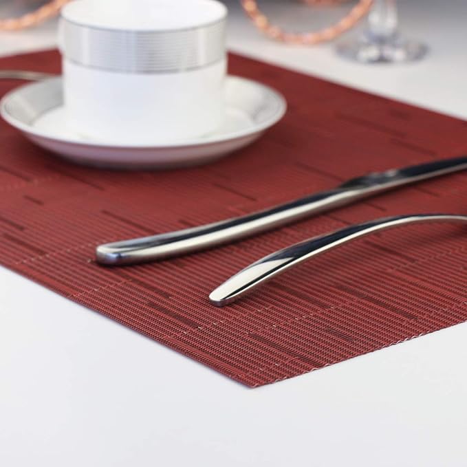Vinyl Placemats, Washable Table Mats Easy to Clean Woven Placemats - Image 6