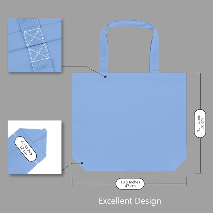 TOPDesign 1-Pack Super Strong Large 12oz Cotton Canvas Tote Bag, Reusable - Image 5