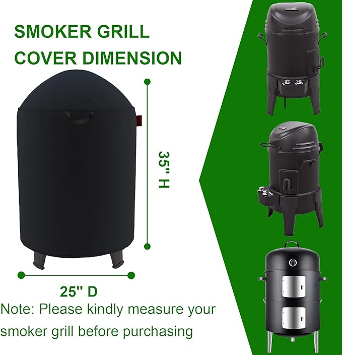 Round Smoker Cover Fits Grill Boss, SUNLIFER 20.5" Vertical Smoker, Pit Barrel - Image 2