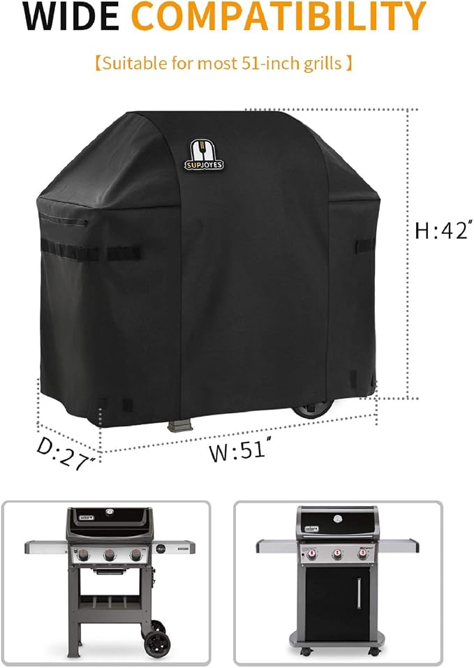 SUPJOYES Gas Grill Cover for Weber Spirit II 310, 51 Inch BBQ Grill Covers - Image 2