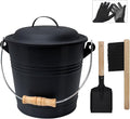 Poofzy Ash Bucket with Lid, Small Fireplace Ash Bucket with Lid and Shovel by Poofzy