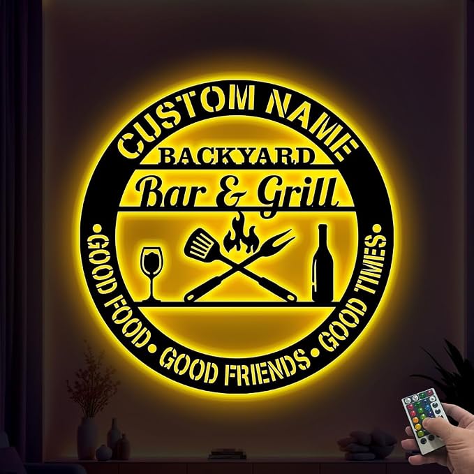 Backyard Bar & Grill LED Sign by V-Decorparks