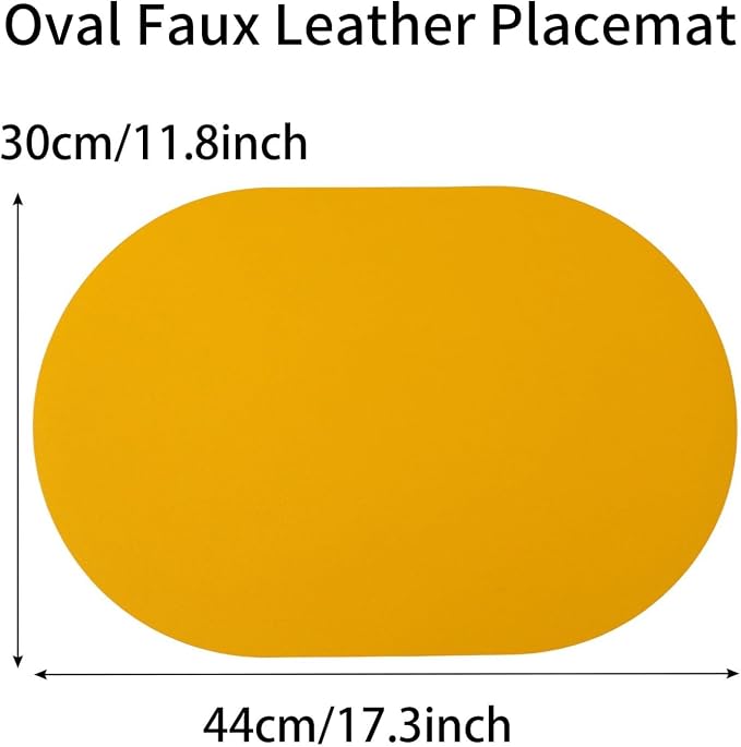 Oval PU Placemats Set of 6, Reversible Faux Leather Placemat - Image 3