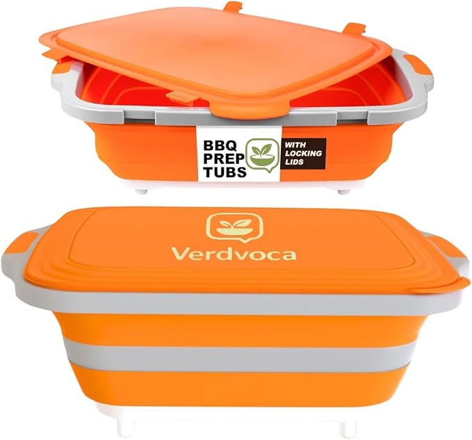 30L Orange & 16L Orange Collapsible BBQ Prep Tub by Unknown