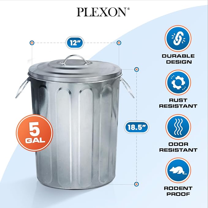 Plexon 5 Gallon Small Metal Trash Can - Image 8