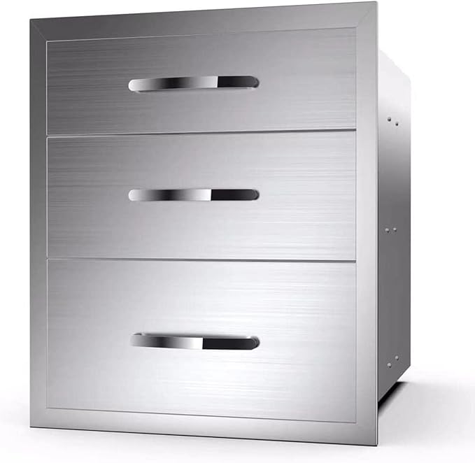 Outdoor Kitchen Stainless Steel Triple Access BBQ Drawers by OLIPIC