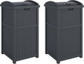 Suncast 2 Pack Trash Hideaway Refuse Container, Stylish Resin Outdoor Garbage by Suncast