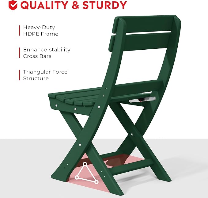 Costaelm Paradise 3-Piece Outdoor HDPE Folding Patio Bistro Table and Chairs - Image 7
