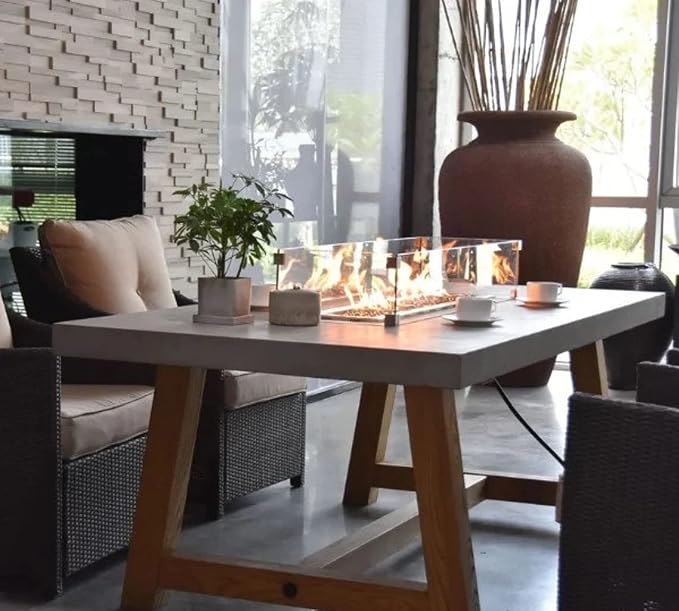Elementi | Sonoma Gas Fire Pit Cast Concrete Rectangular Dining Fire Table - Image 7