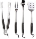 Barbecue Tool Set, 4-Piece Stainless Steel with Ash Wood Handles