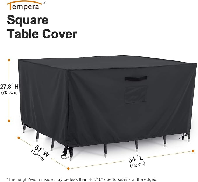 Tempera Patio Furniture Cover, Outdoor Table Covers Waterproof Square, Heavy - Image 2