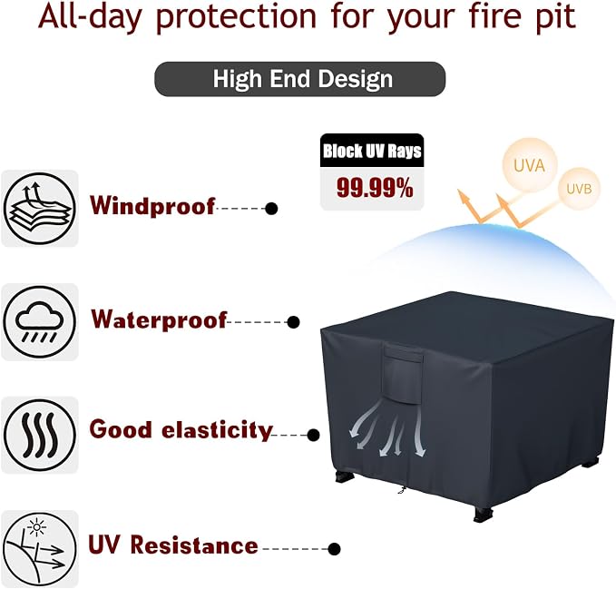 Chinchilla Heavy Duty 30 Inch Square Fire Pit Cover - Image 3