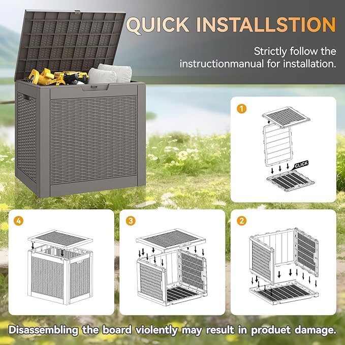 32 * 2 Gallon Outdoor storage deck Box Waterproof ，garden tool, backyard cushion - Image 4